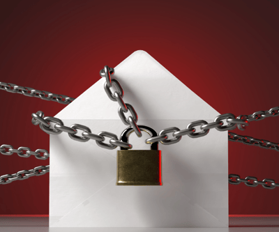 An email covered in a lock and chains.