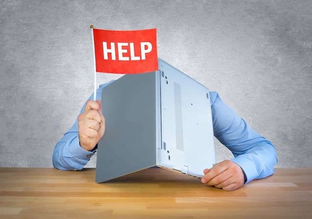 Man frustrated with lack of IT, unmanaged IT concept.