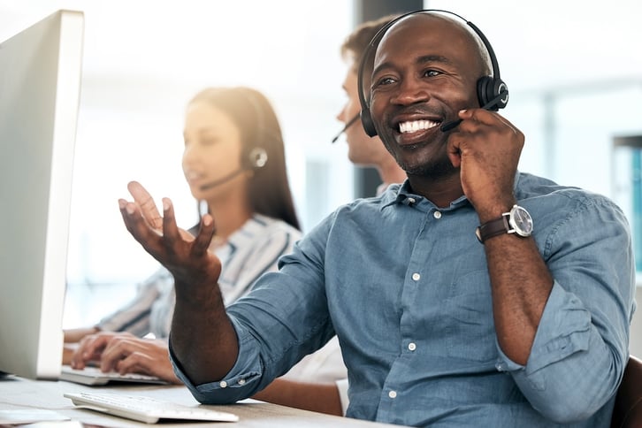 engaged customer service rep helping customer