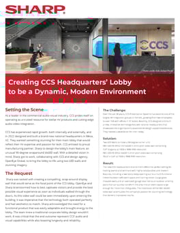 A preview of a two-page PDF of a Sharp case study on a company using video walls in their business.