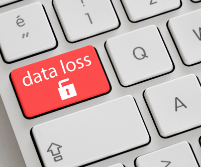 A button on a keyboard that says "data loss"