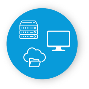 A server, computer screen, and a cloud with a folder in front of it. A server, computer screen, and a cloud with a folder in front of it.