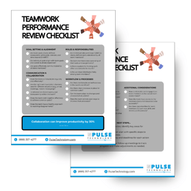 An image of our two page PDF titled, "teamwork performance review checklist"