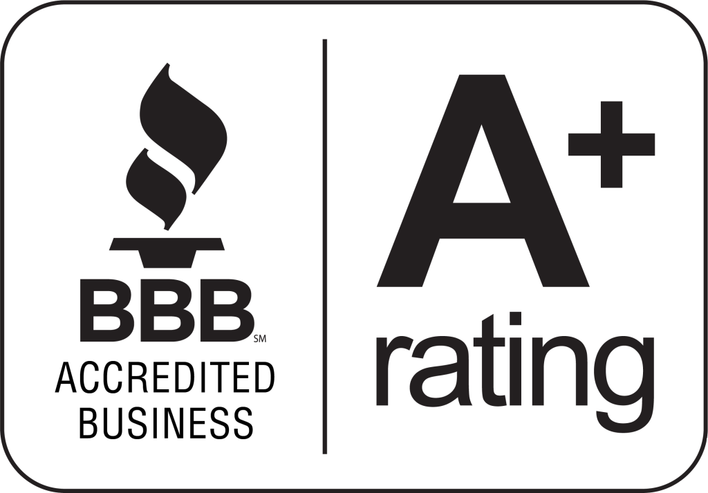 The BBB Accredited Business Logo with the A+ Rating next to it.